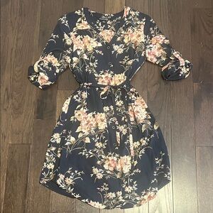 41 Hawthorn Floral Long Sleeve Dress - Navy and Pink